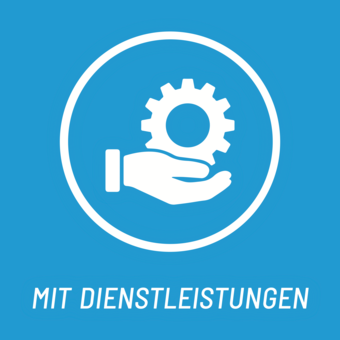 Icon einer Hand, die ein Zahnrad hält